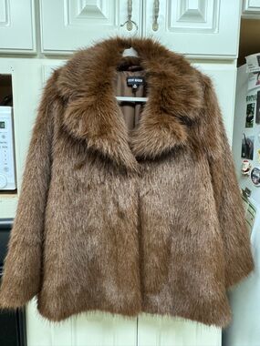 Steve Madden Plush Brown Faux-Fur Teddy Jacket